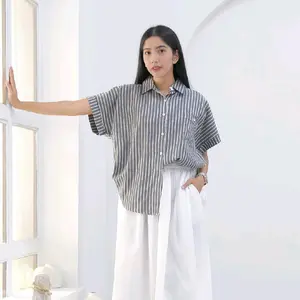 MOONY SHIRT CASUAL - KEMEJA PENDEK STRIP CASUAL COTTON
