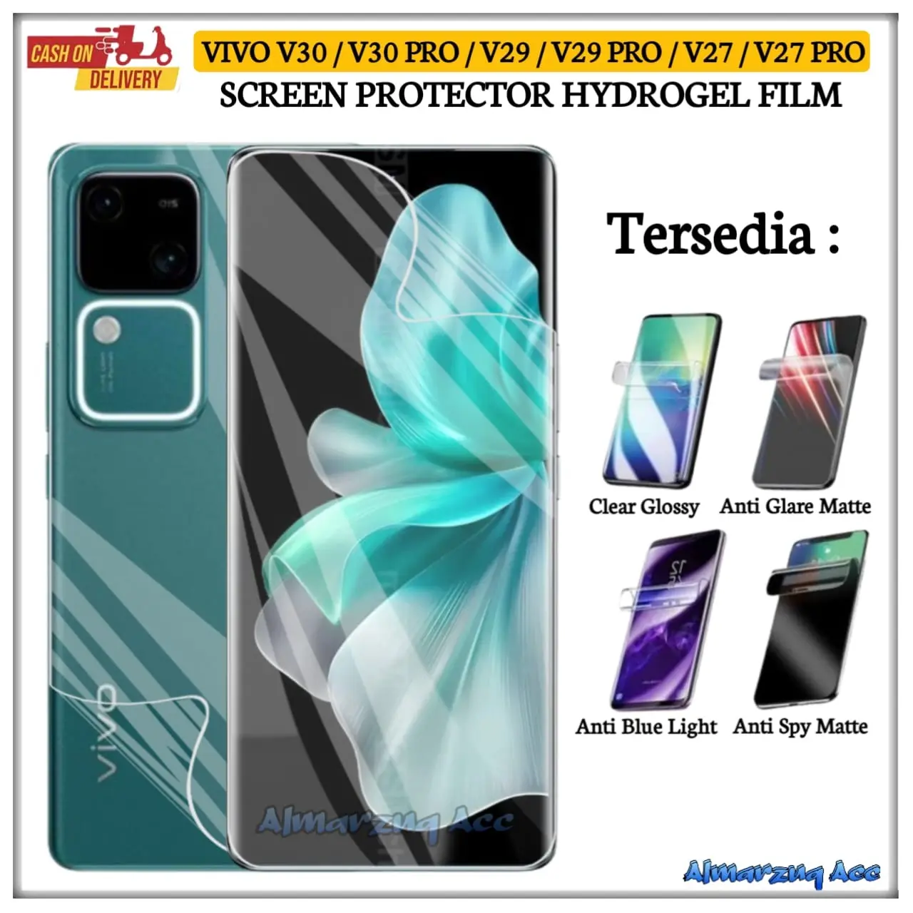 Anti Gores Hydrogel Film Vivo V30 V30 PRO V29 V29 PRO V27 V27 PRO Screen Protector Full Cover