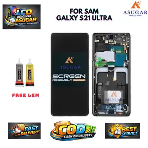 ASUGAR LCD ORIGINAL INCEL + FRAME  FULL SET TOUCHSCREEN For SAM S21, S21 ULTRA (NON FINGER)