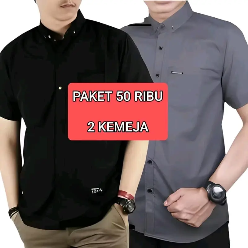 Paket 2 Kemeja Cuma 50 Ribu Warna Bebas Pilih Casual Hitam  Maroon Formal