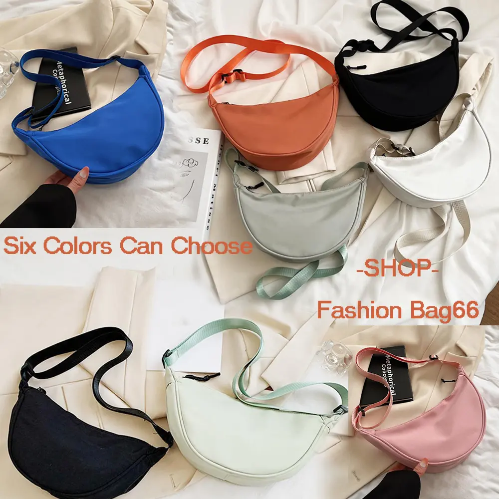 Plain Bag Women Shoulder Bag Nylon Sling Bag Dumpling Bag Messenger Bag