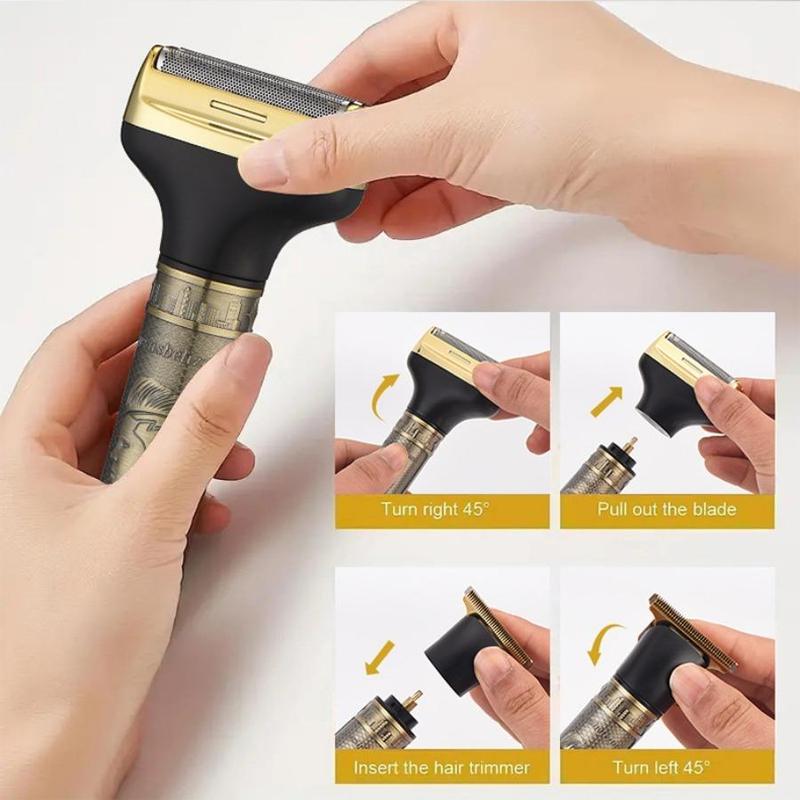 LARGNER bronze color multifunctional three in one fast charging ultra long standby shaver, razor, hair clipper, nose hair clipper, USB car charging, portable travel, full body washing, giving boyfriend a Father's Day gift 2