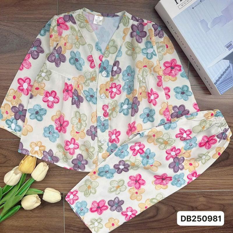 SALE (FORM RỘNG) DB250981 Bộ tole dài cổ Y Mẹ và Bé 10kg-68kg babydoll tay dài quần dài với chất liệu tole lanh loại 1 mềm mát. MinMin Baby