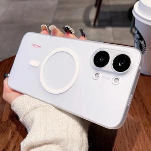 Funda magnética de lujo transparente de policarbonato rígido para Xiaomi Poco X8 Pro y X8 Pro Max, compatible con carga inalámbrica, resistente a impactos, cubierta trasera