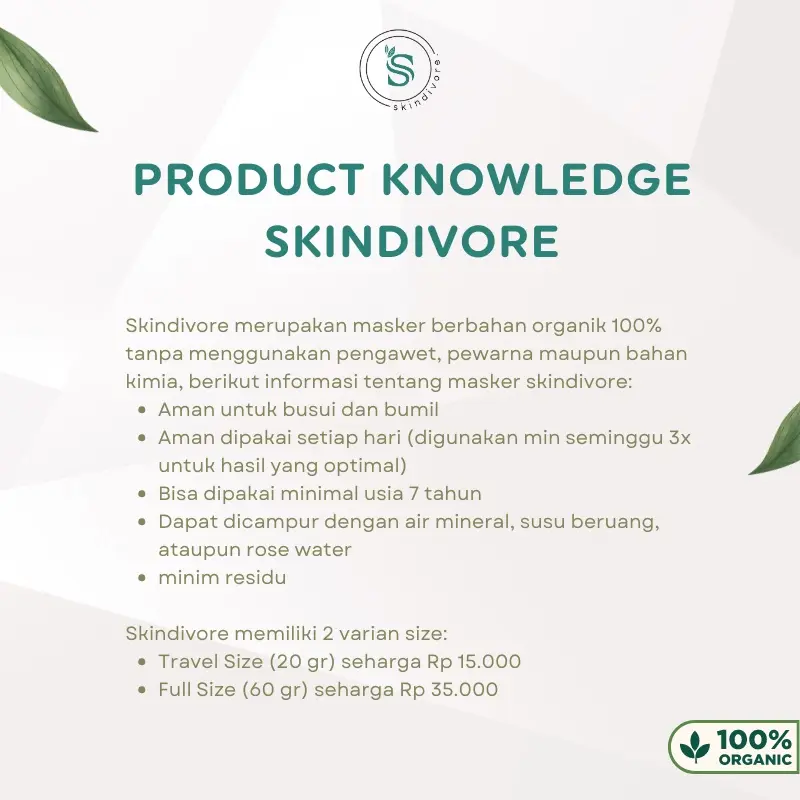 Masker Organik Skindivore Travel size (20gr) | BPOM 1
