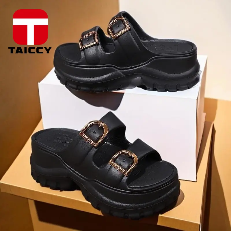 TAICCY Sandal Wanita Kekinian Tinggi 7cm Sandal Fuji Wanita Wedges Korea Sandal Jelly Wanita