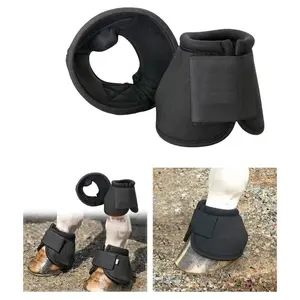 1pair Durable Horse Feet Guards Oxford Fabric Tear Resistant Horse Boots Sturdy Black Hoof Wrists Protector