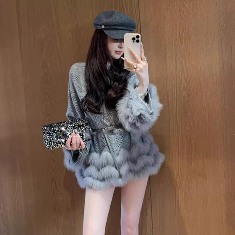 PRE-ORDER LAN ANH QC Áo len màu Xám cổ thuyền dáng dài kèm đai thiết kế hàng quảng châu cao cấp Top