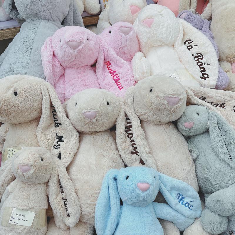 (NHẬN THÊU TÊN) Thỏ bông JELLYCAT tai dài dễ thương cao cấp, gấu ôm chất mềm mịn an toàn