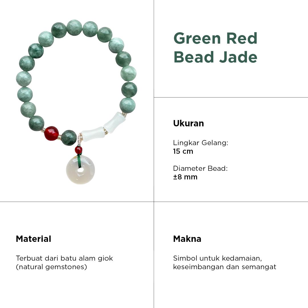 BlinkCat - Gelang Giok Alami: Green Red Bead Jade | Natural Jade Bracelet BlinkCat - Gelang Giok Alami: Green Red Bead Jade | Natural Jade Bracelet