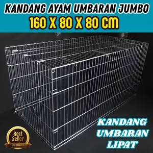 Kandang Ayam Umbaran Extra Jumbo Uk. 160 x 80 x 80cm - Kandang Lipat Galvanis Multifungsi
