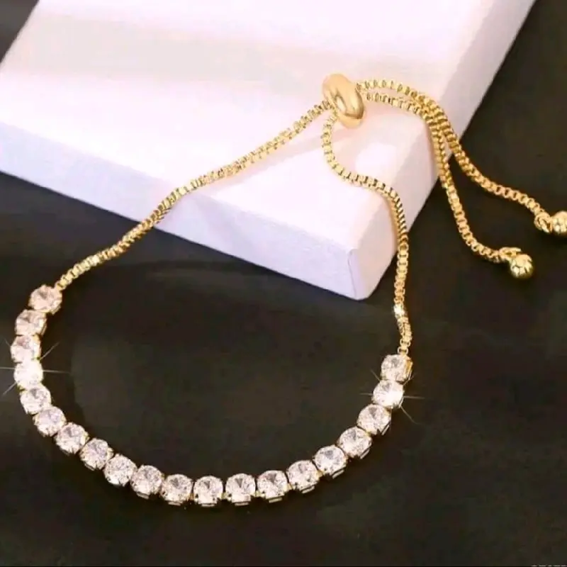 Gelang serut wanita full permata lapis emas anti luntur titanium perhiasan kulit bracelets 1