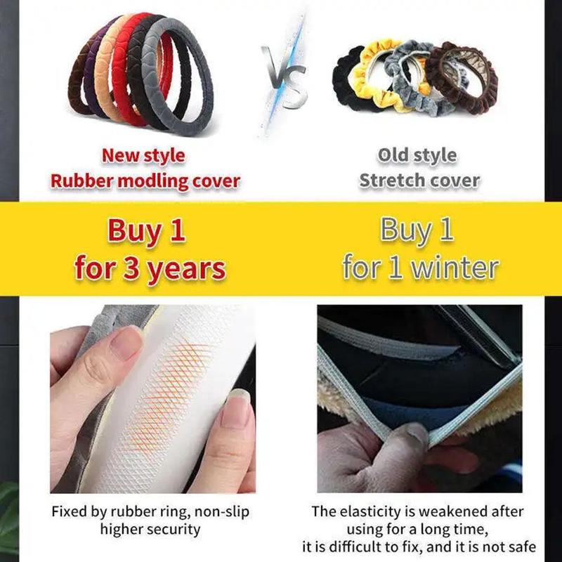 Product Introduction of 7 Colors Short Plush Car Steering Wheel Cover Universal Winter Warm Elastic Band Grip Protective Cover 31