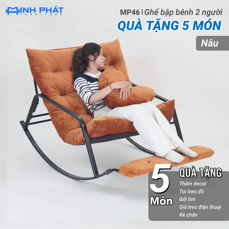 Ghế thư giãn bập bênh 2 người Minh Phát khung thép 2.0 mm đệm nặng 4kg, ghế bập bênh cho mẹ bỉm, ghế ban công, ghế ru con ngủ, ghế ban công, ghế sofa, ghế tựa cho mẹ bỉm, ghế ru con ngủ ghế  bập | BigBuy360 - bigbuy360.vn