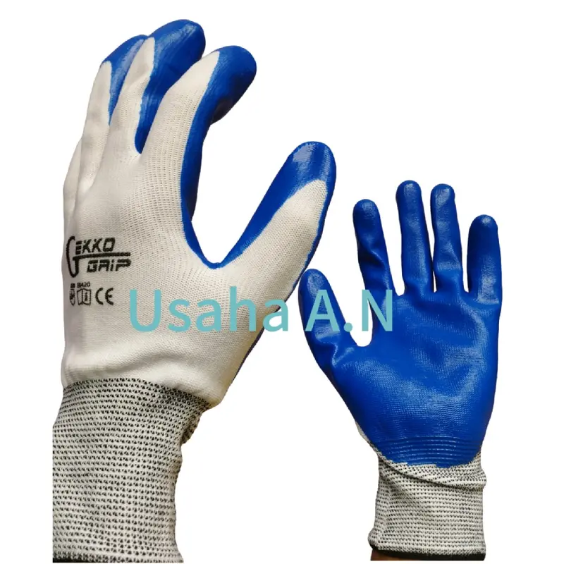 Sarung tangan 12 pasang GEKKO GRIP warna putih lapis karet melindungi tangan saat bekerja berat/dan berkebun 8