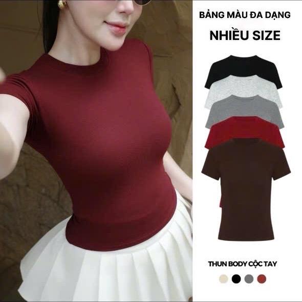 [Mẫu Mới] Áo thun ôm body cotton lụa mềm mịn siêu co giãn 4 chiều trẻ trung dễ mặc