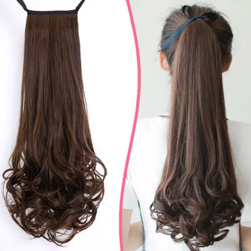 Thời Trang Dự Tiệc Mềm Mại Cho Nữ, Tóc Giả Lông Mịn Vô Hình Cho Nữ, Buộc Vào Đuôi Tóc, Sợi Chịu Nhiệt, Nối Tóc Đuôi Ngựa, Tóc Đuôi Ngựa Dài Gợn Sóng, Tóc Đuôi Ngựa Xoăn Tổng Hợp 6