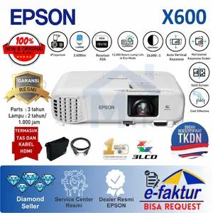 Proyektor EPSON EB-X600 EBX600 EB X600 XGA 3LCD 3600 Lumens TKDN Split Screen VGA HDMI Garansi Resmi