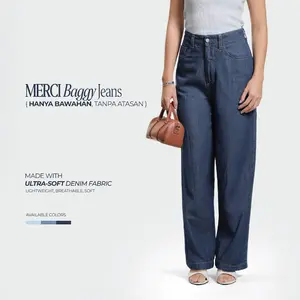 Merci Baggy Jeans Celana Denim Bootcut Panjang Wanita