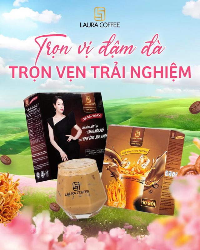 MÃ 2 HỘP - Cà phê Laura cafe sữa dạng bột hoà tan gồm 1 Nấm Linh Chi và 1 Đông Trùng Hạ Thảo coffee đậm vị