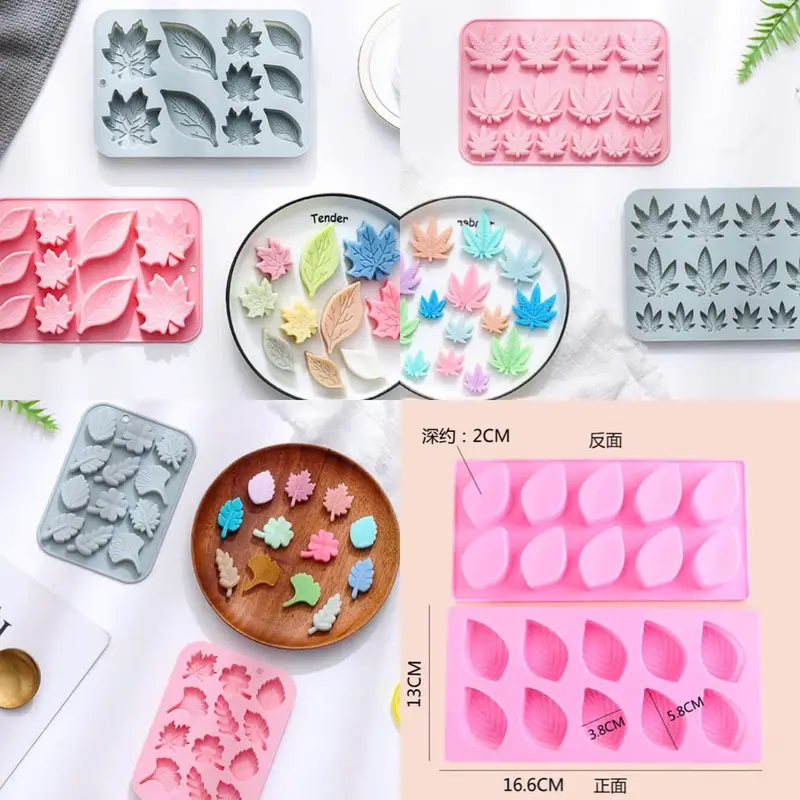 Khuôn Silicon Hình Lá Dễ Thương Làm Rau Câu, Bánh Da Lợn, Socola, Pudding, Sáp Nến 0