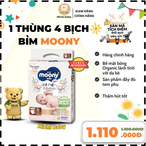 Live - 1 THÙNG 4 BỊCH- Bỉm Tã Bỉm MONY NATURAL Trắng Nhập Khẩu Đủ Size Dán/Quần NB62/S58/M46/L38/L36/XL32 - Michi Baby MC556