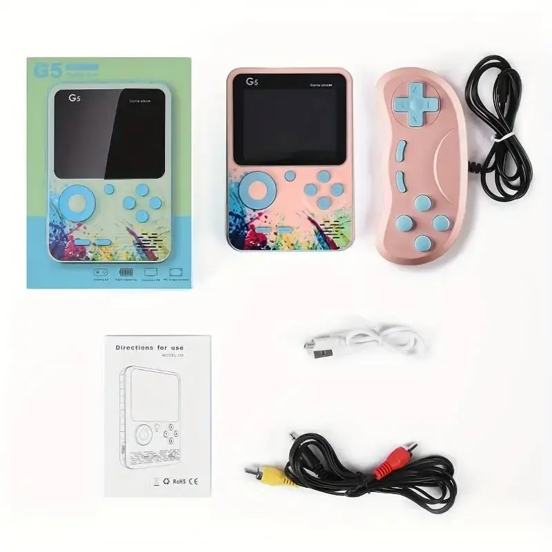 NODIA Konsol Game Genggam Retro G5 / Tetris Mini Arcade / Dengan 500 Game Klasik / Gamepad Portabel Layar 3.0 Inci / Mode Permainan Satu Dan Dua Pemain / Baterai Isi Ulang 1000mAh / Dukungan Untuk Konektivitas TV / Console Machines Gameboy / Gaming Konsol 8