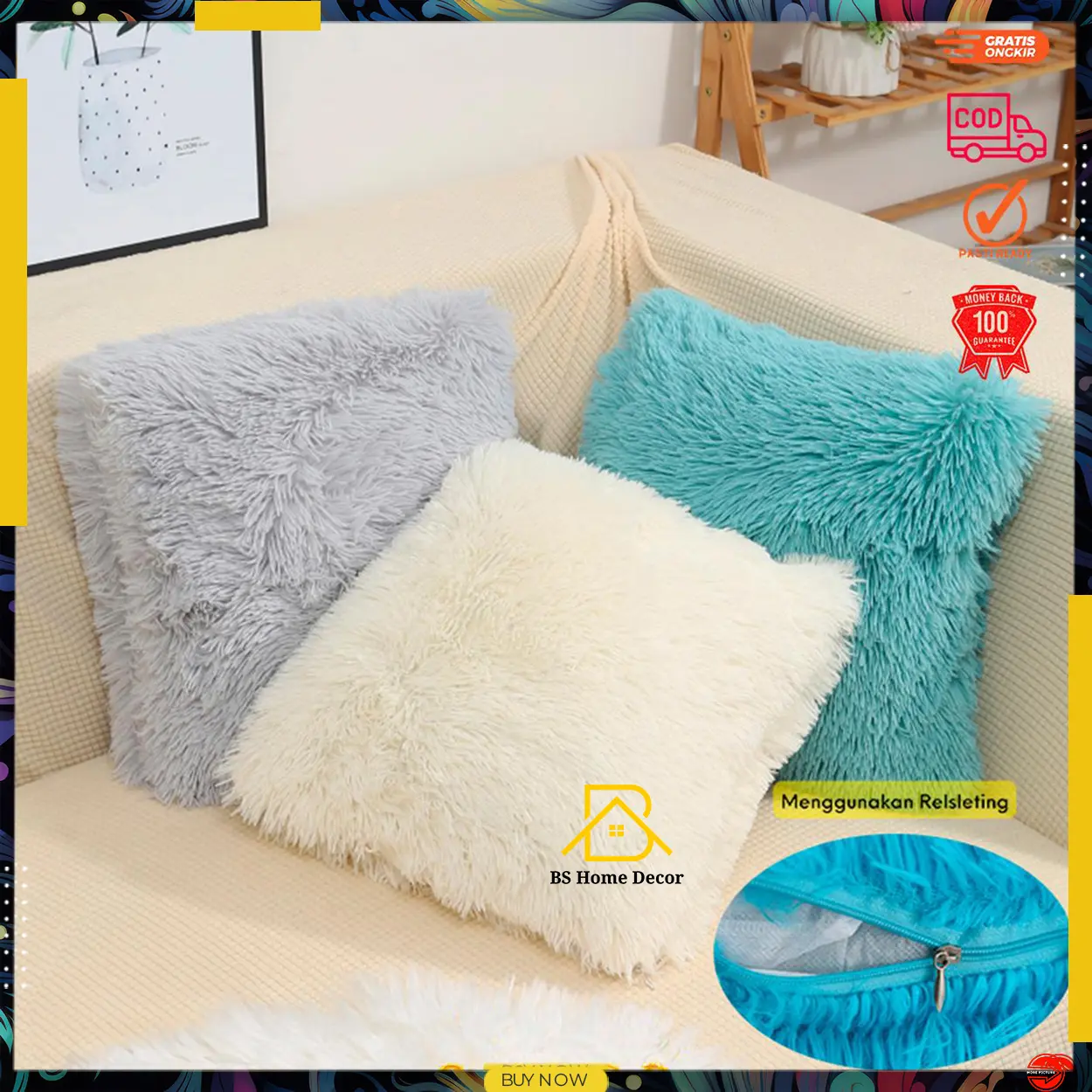 Sarung Bantal Bulu Sofa Ukuran 40x40cm 30x30cm Elastis Glossy Dekorasi