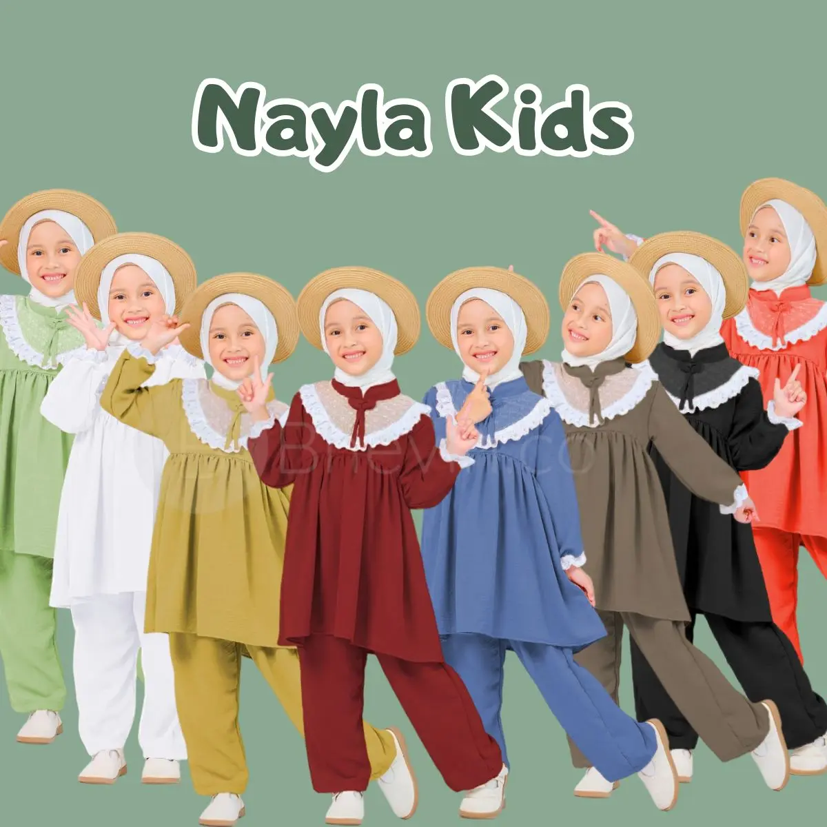Setelan Muslim Anak Perempuan Nayla Kids / Baju Muslim Anak Perempuan 4-10 Tahun / One Set Anak Tile Mix Renda