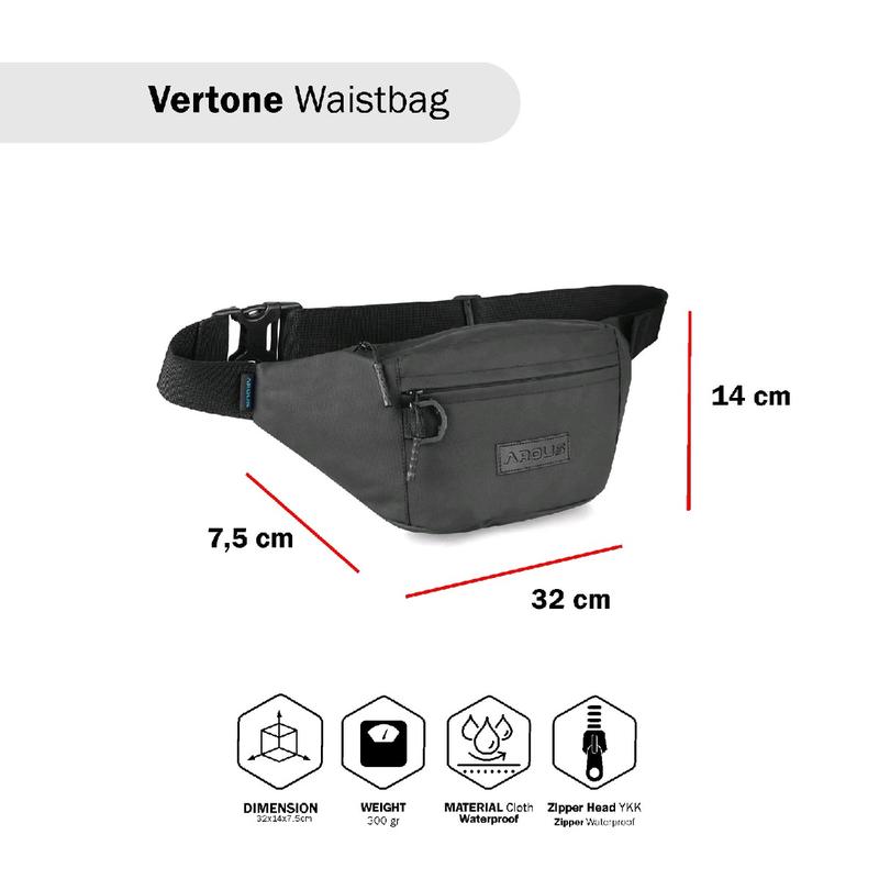 Tas Pinggang Vertone Waterproof Anti Air AROUSuntuk Pria dan Wanita | Selempang Cowok | Bum bah & Belt bag | soulder bags | Tas pria Slingbag Waistbag 5