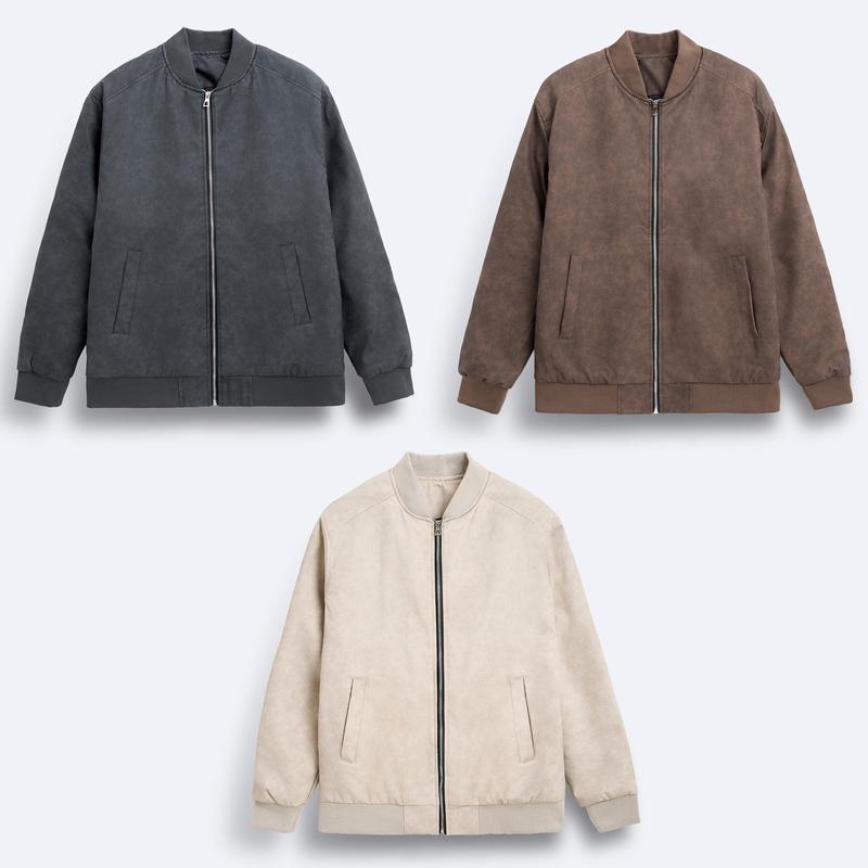 Áo Khoác Bomber Da Pu Dài Tay Nam Lót Trần Trám AKBB.L.3.8194 Menswear Jacket Bi áo khoác Navy Blazer áo khoác áo khoác áo da