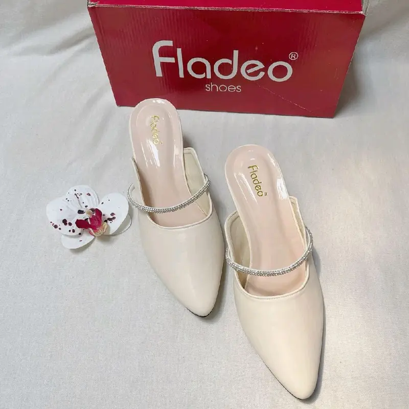 Fladeo Sandal Heels 5cm U Permata Cantik Mempesona Cocok untuk Pesta Kondangan Arisan Jalan Jalan nge Mall Alas Kaki Shoes Wanita sepatu pantofel 3