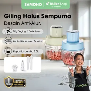 (BISA COD) SAMONO 2.5 Liter Food Chopper Multifungsi Penggiling Daging Penghalus Makanan dan Bumbu Garansi 1 Tahun (SW-CG350) Pisau Stainless Wadah Mesin