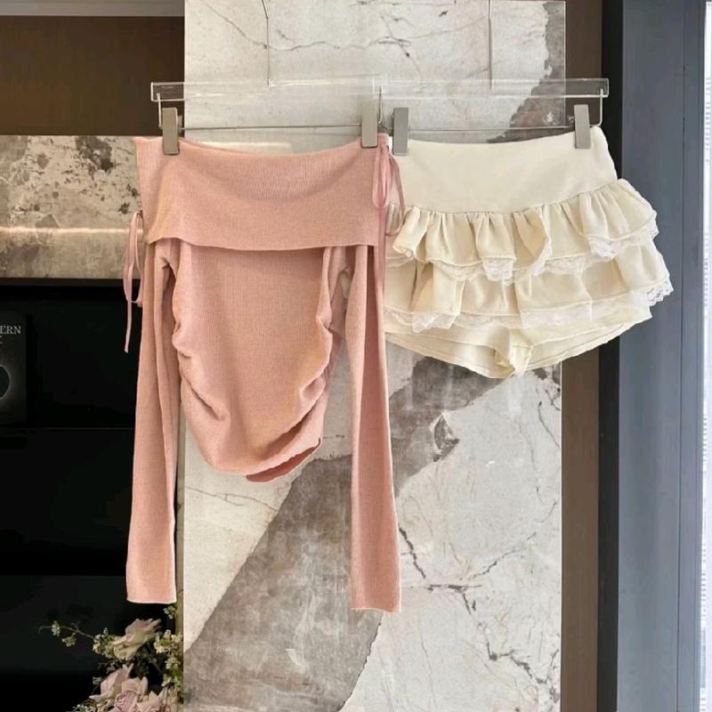 Set Váy 2 Tầng Baby 2  Món Đính Nơ Chun Eo mix Chân Váy Umi 2 Tầng Viền Ren 6