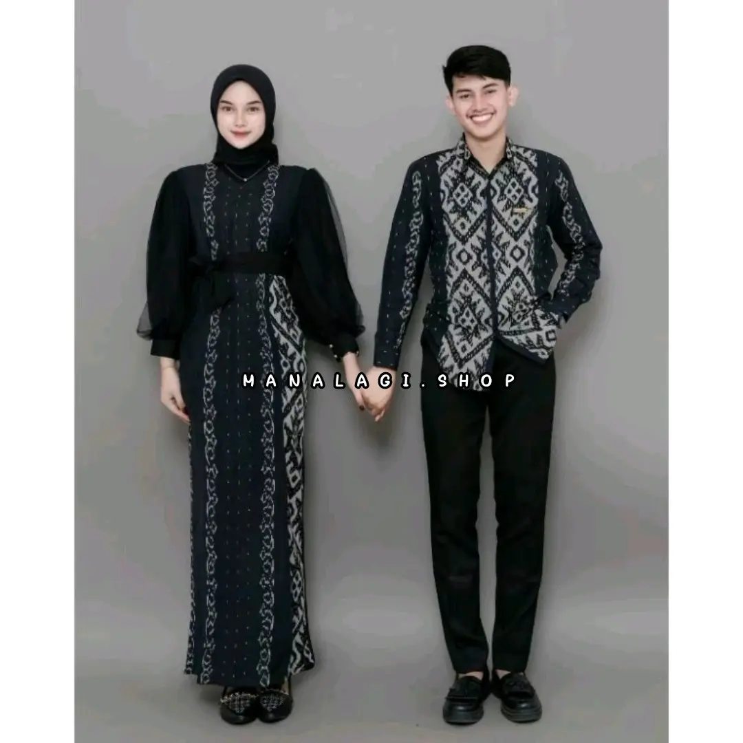 COUPLE TENUN HITAM GAMIS TENUN KEMEJA TENUN DRES TENUN BAJU KONDANGAN KELUARGA PASANGAN BATIK TENUN