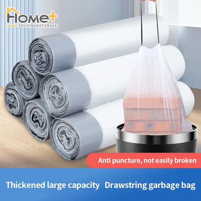 HOME+ Trash Bag 45 x 50cm (A pack of 5 rolls / 1 Roll 15pcs) Drawstring Garbage Bag Rubbish Bag Plastic Bag For Rubbish Bin trash bag