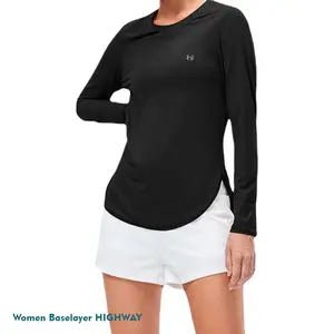 Kaos Olahraga manset Baselayer Atasan Wanita Lengan Panjang untuk Yoga volly senam aerobik Zumba Jogging Renang Sepeda Sport