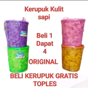KERUPUK kulit sapi toples 4liter dapat 4 (ORIGINAL) gurih asin Krupuk Food Snacks Camilan Rambak