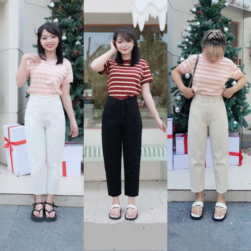 Baggy nấm lùn M29 Quần jeans baggy nữ cho nấm lùn dài 85cm KHÔNG CO GIÃN khonhamai