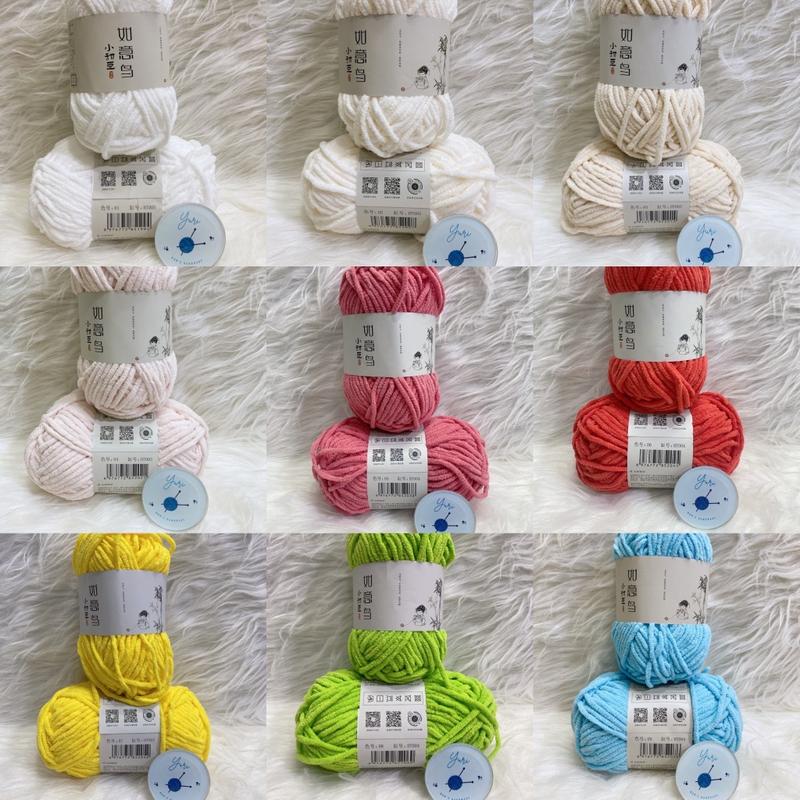 Yuri Handmade - Len Nhung Mèo cuộn 50g mềm mịn không rụng lông phù hợp đan móc thú bông áo khăn mũ màu sắc đa dạng