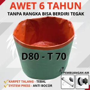 Kolam Bulat Tanpa Rangka D80-T70 / Diameter 80 cm Tinggi 70 cm Bisa berdiri tanpa rangka Untuk Budidaya Ikan garansi kebocoran