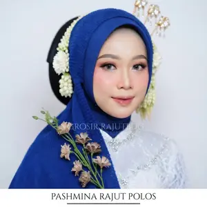Pashmina rajut pengantin polos tanpa gliter / hijab pengantin / kerudung rajut / hijab rias pengantin / jilbab rajut termurah