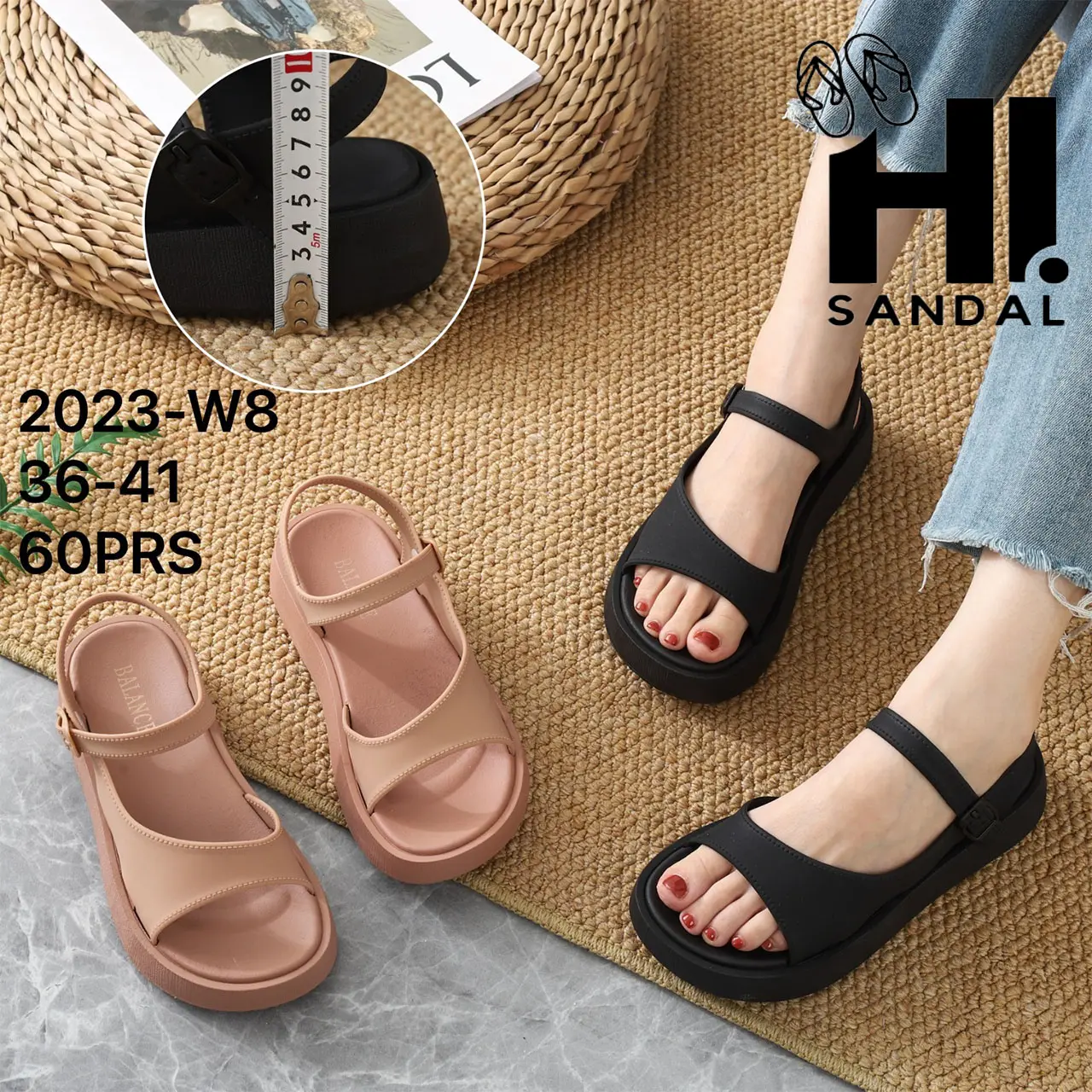Sandal Tali Slop Wanita Karet Jelly Import Sol Tebal Bahan Empuk Elastis / Sandal Gunung / Sandal Perempuan / Sandal Cewe / Sandal Wedges / Sendal Wanita / Sendal Perempuan Slop Karet Elastis / Sendal Cewe Elastis Karet / Sendal Gunung