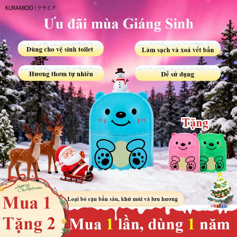   MUA 1 TẶNG 2  Viên Tẩy Bồn Cầu KURAMIDO - Làm Sạch Sâu 360° + Khử Mùi Tận Gốc Diệt Khuẩn Mạnh & Thông Tắc Nhẹ - Dây Kéo Chống Tràn Thành Phần Tự Nhiên - Cho Nhà & Khách Sạn 