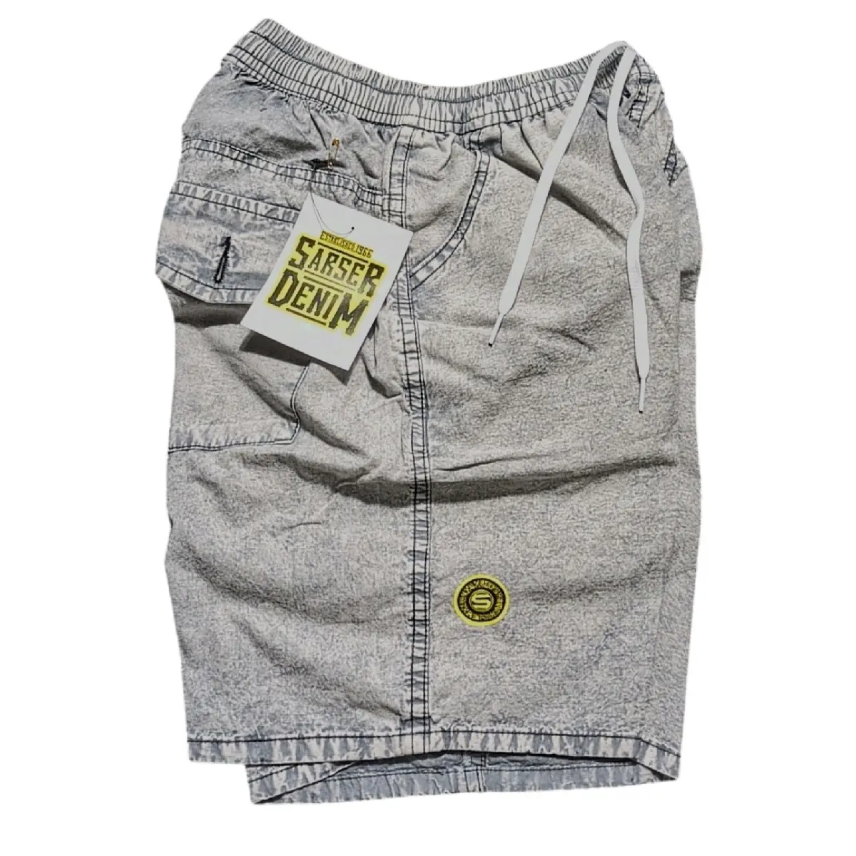 Celana Pendek Laki-laki Jeans Boardshort Tebal Outfit Celana Pendek Pria Snow Wash Abu Muda Distro Non Stretch Nyaman Keren Slim Fit Shorts Outdoor Santai Pantai Panjang Lutut Dewasa