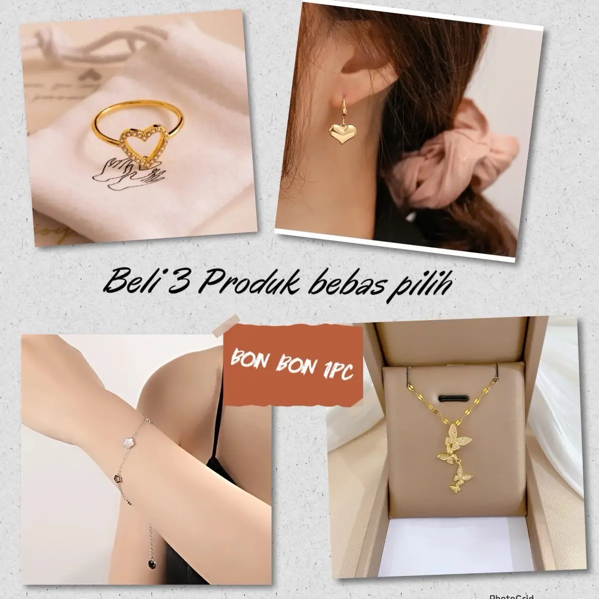 COD Bebas Pilih 3 Pcs Titanium Gratis 1 Semua produk (kalung, gelang, anting ,cincin, Gelang kaki) KHUSUS Live