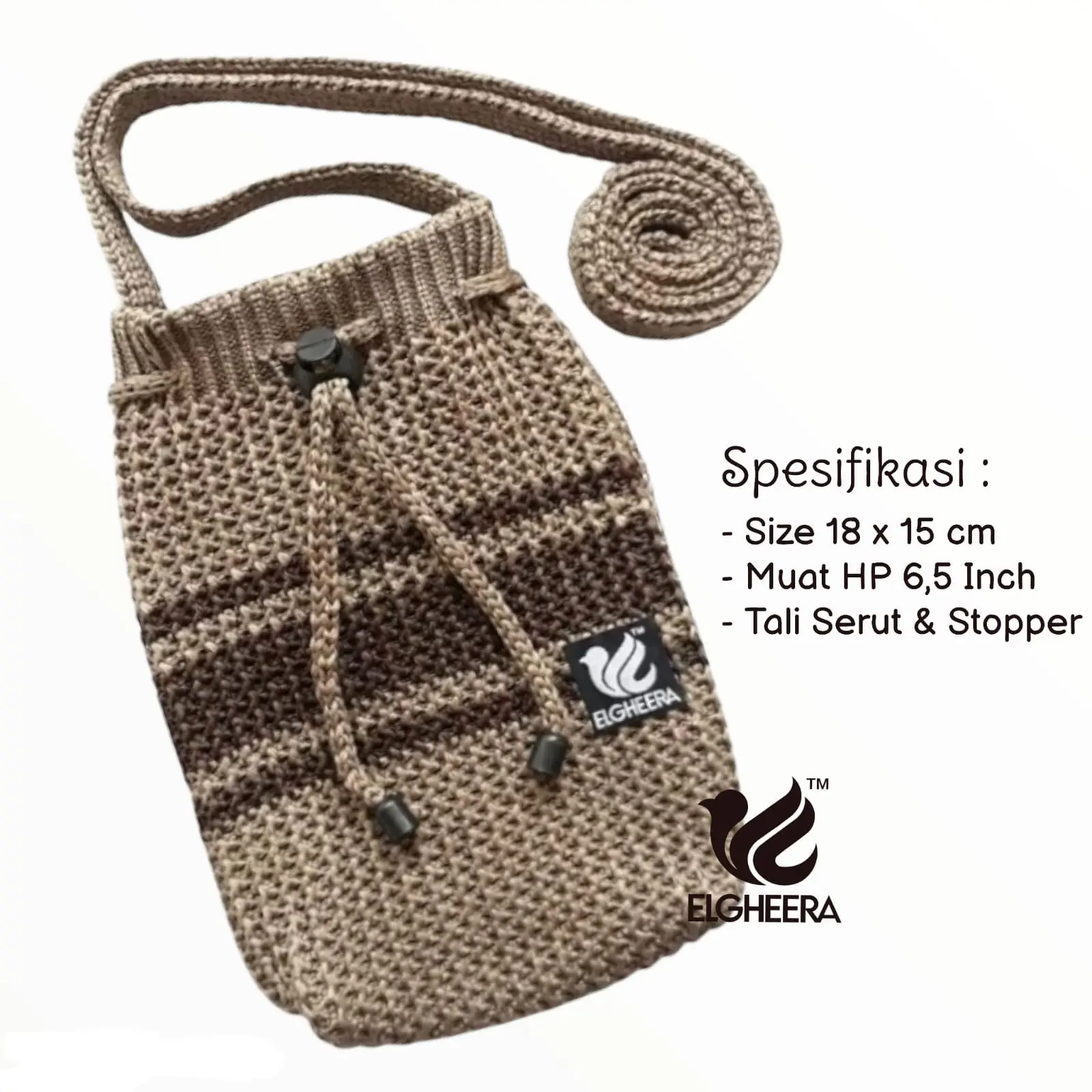 Tas selempang rajut serut pola strips by ELGHEERA Wanita