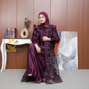 Dress Qisti Series 6 Gaun set outer bisa lepas pasang Gamis Wanita Elegan Busana Muslim Maxmara brokat Mutif Terbaru Pakaian Wanita Luxury dengan Desain Unik dan Menarik Mewah