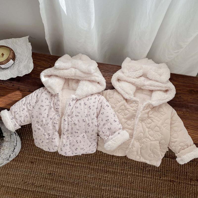 Áo Khoác Mùa Đông Cho Bé Gái Sơ Sinh, Mũ Trang Trí Có Nơ Cho Bé Gái, Áo Khoác Có Mũ Lông Cừu Dày Và Ấm Áp, Áo Khoác Trẻ Sơ Sinh, Quần Áo Trẻ Em 0-3 Tuổi