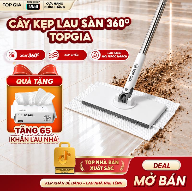 Cây Lau Kẹp Đa Năng Topgia dễ dàng sử dụng, cây lau sàn thông minh đa năng mini xoay 360 dùng 1 lần không cần giặt, tương thích nhiều loại khăn lau kính, lau tường, bếp tiện lợi KMK CKL